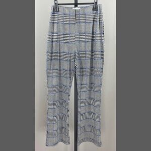 Urban Outfitters Black, White & Blue Glen Plaid Boot Cut Pants